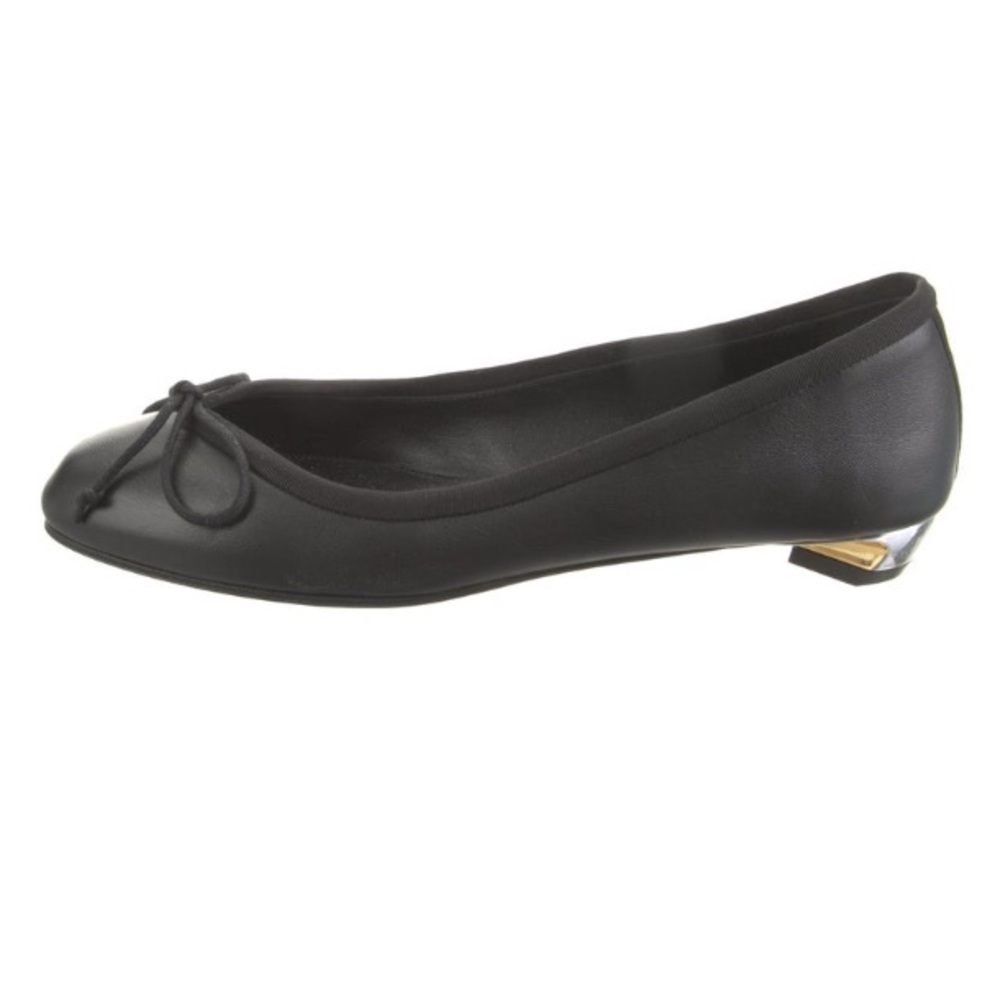 Alexander McQueen Black leather Flats ballet with Metallic Heel 37.5